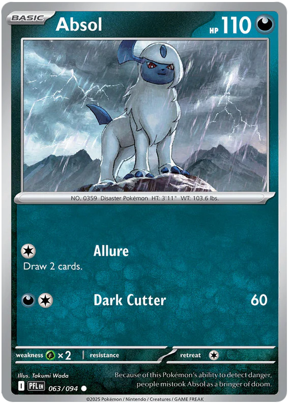 Absol 063/094 Common Pokemon Card (Mega Evolution Phantasmal Flames)
