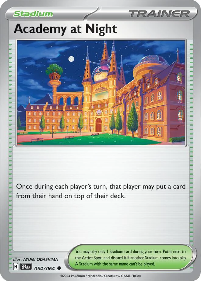 Academy at Night 054/064 Uncommon Reverse Holo Pokemon Card (SV Shrouded Fable)
