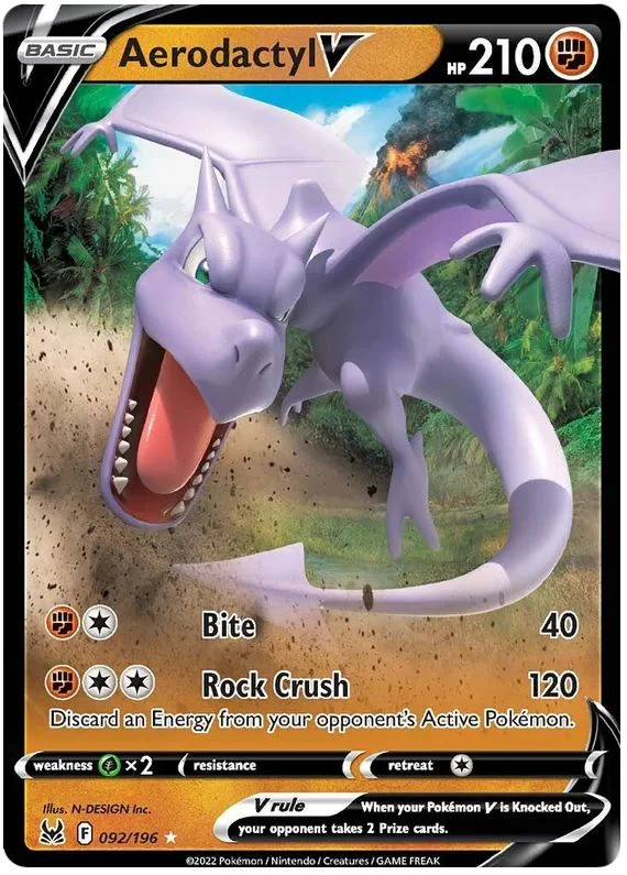 Aerodactyl V 092/196 Ultra-Rare Rare Pokemon Card (Sword & Shield Lost Origin)