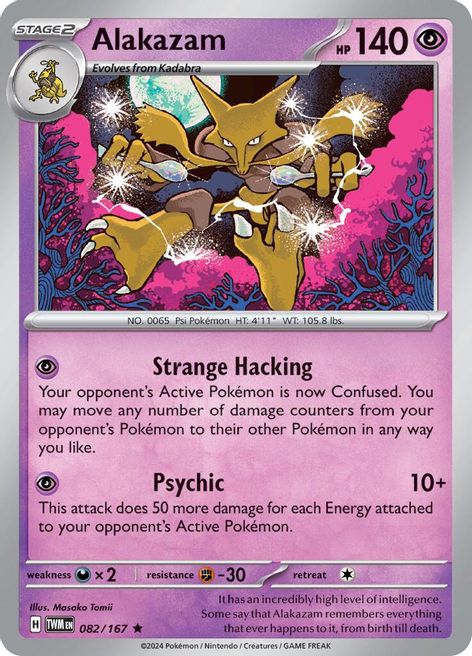 Alakazam 082/167 Rare Reverse Holo Pokemon Card (SV Twilight Masquerade)