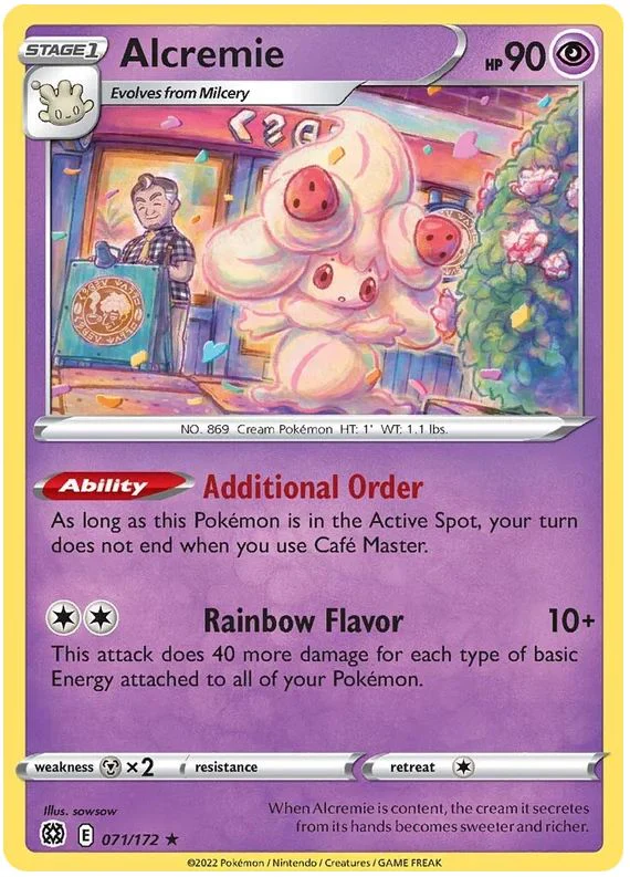Alcremie 071/172 Rare Reverse Holo Pokemon Card (SWSH Brilliant Stars)