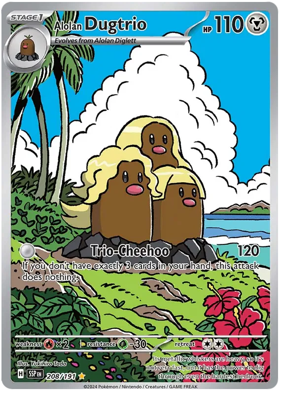 Alolan Dugtrio 208/191 Illustration Rare Pokemon Card (Scarlet & Violet Surging Sparks)