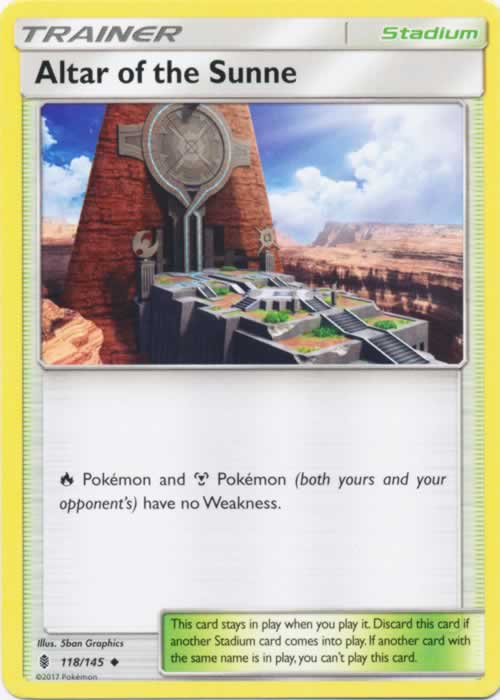 Altar of the Sunne 118/145 Uncommon Reverse Holo Pokemon Card (SM Guardians Rising)