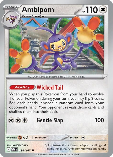 Ambipom 138/167 Uncommon Reverse Holo Pokemon Card (SV Twilight Masquerade)