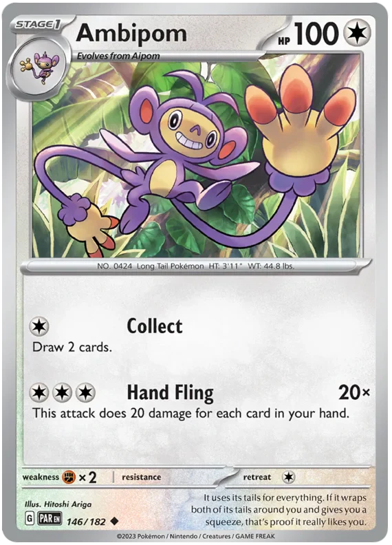 Ambipom 146/182 Uncommon Reverse Holo Pokemon Card (SV04 Paradox Rift)