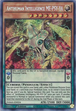 Antihuman Intelligence ME-PSY-YA DAMA-EN024 Secret Rare Yu-Gi-Oh Card (Dawn of Majesty)