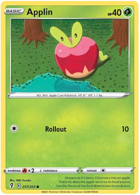 Applin 017/203 Common Reverse Holo Pokemon Card (SWSH Evolving Skies)
