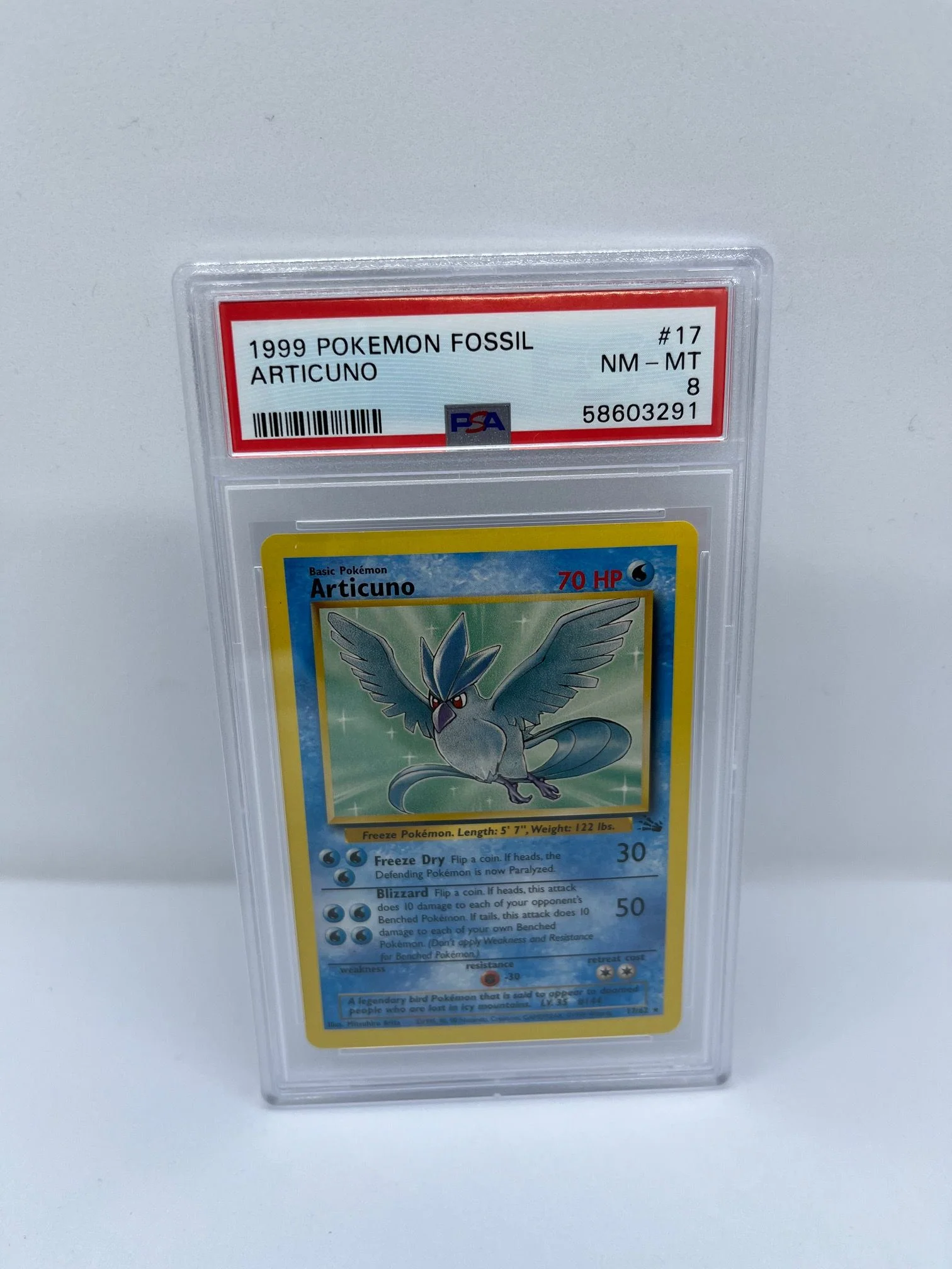Articuno 17/62 PSA 8 Graded Rare Pokemon Card (1999 Pokemon Fossil)