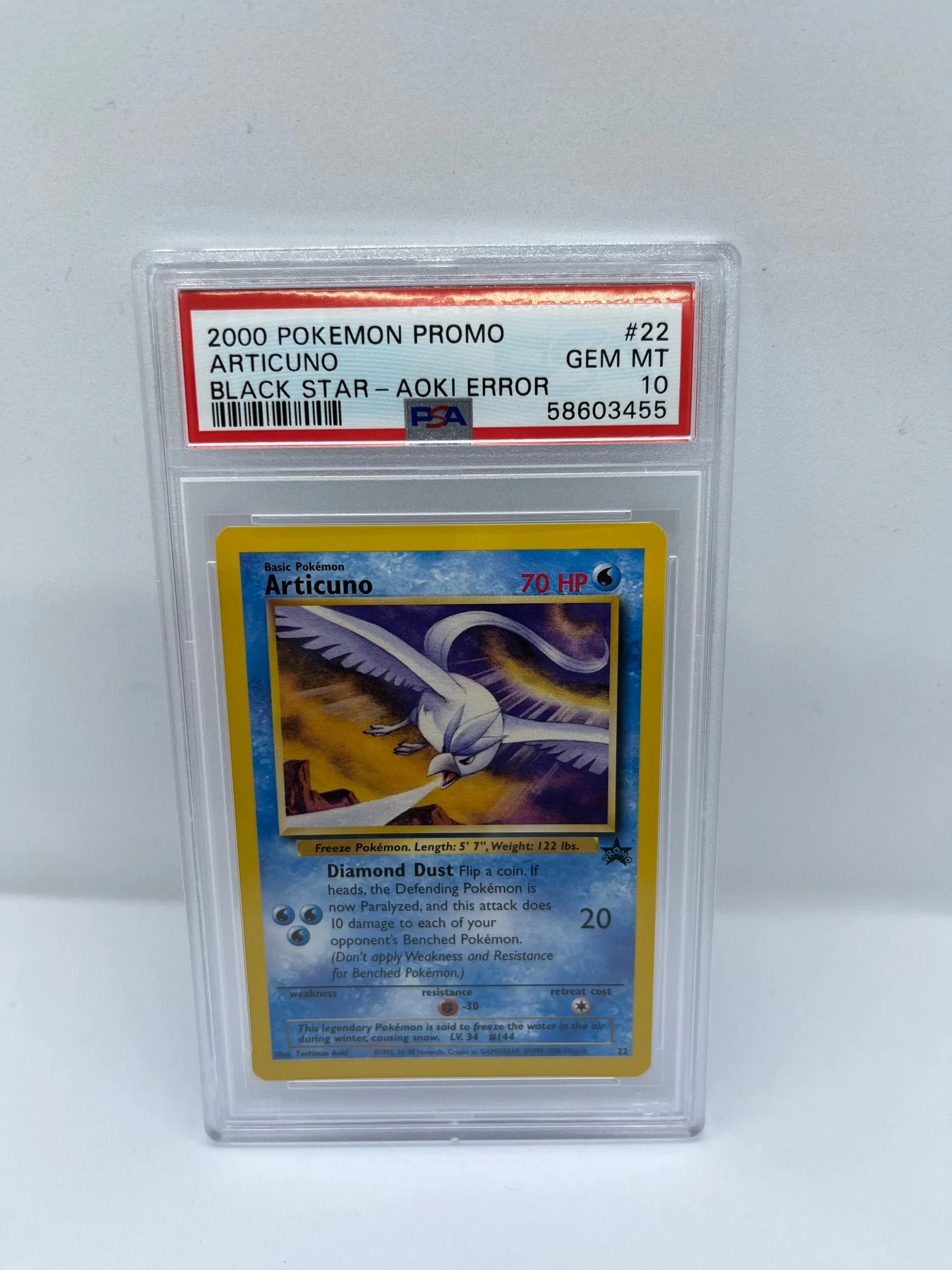 Articuno 22 PSA 10 Graded Promo Pokemon Card (Black Star - Aoki Error)