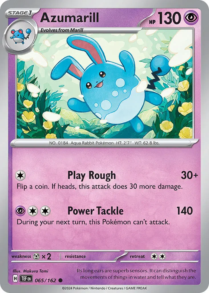 Azumarill 065/162 Common Reverse Holo Pokemon Card (SV Temporal Forces)