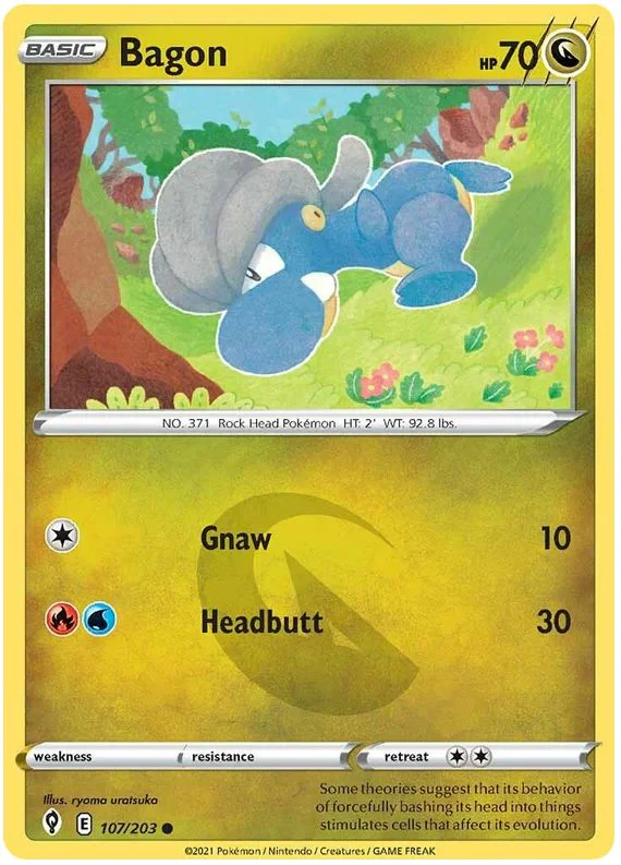 Bagon 107/203 Common Reverse Holo Pokemon Card (SWSH Evolving Skies)