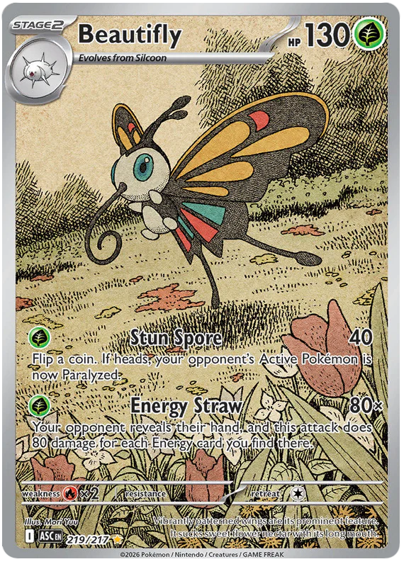 Beautifly 219/217 Illustration Rare Pokemon Card (Mega Evolution Ascended Heroes)