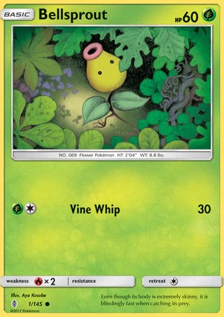 Bellsprout 1/145 Common Pokemon Card (SM Guardians Rising)