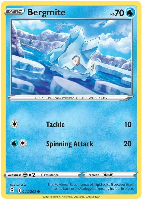 Bergmite 044/203 Common Reverse Holo Pokemon Card (SWSH Evolving Skies)