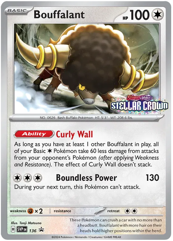 Bouffalant SVP136 Pokemon Promo Card (SV Promo Series)