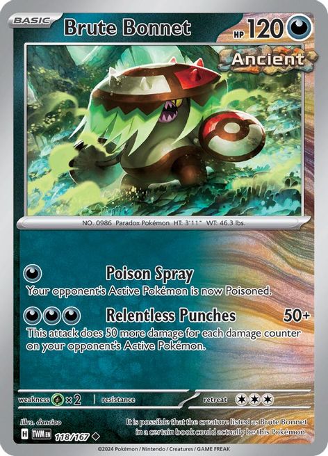 Brute Bonnet 118/167 Uncommon Pokemon Card (SV Twilight Masquerade)
