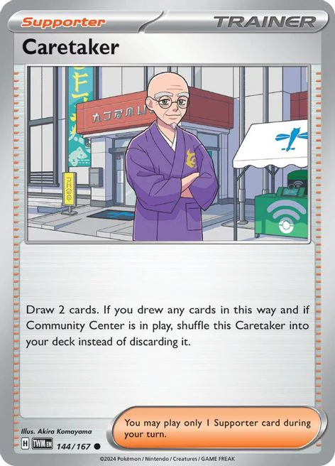 Caretaker 144/167 Common Reverse Holo Pokemon Card (SV Twilight Masquerade)