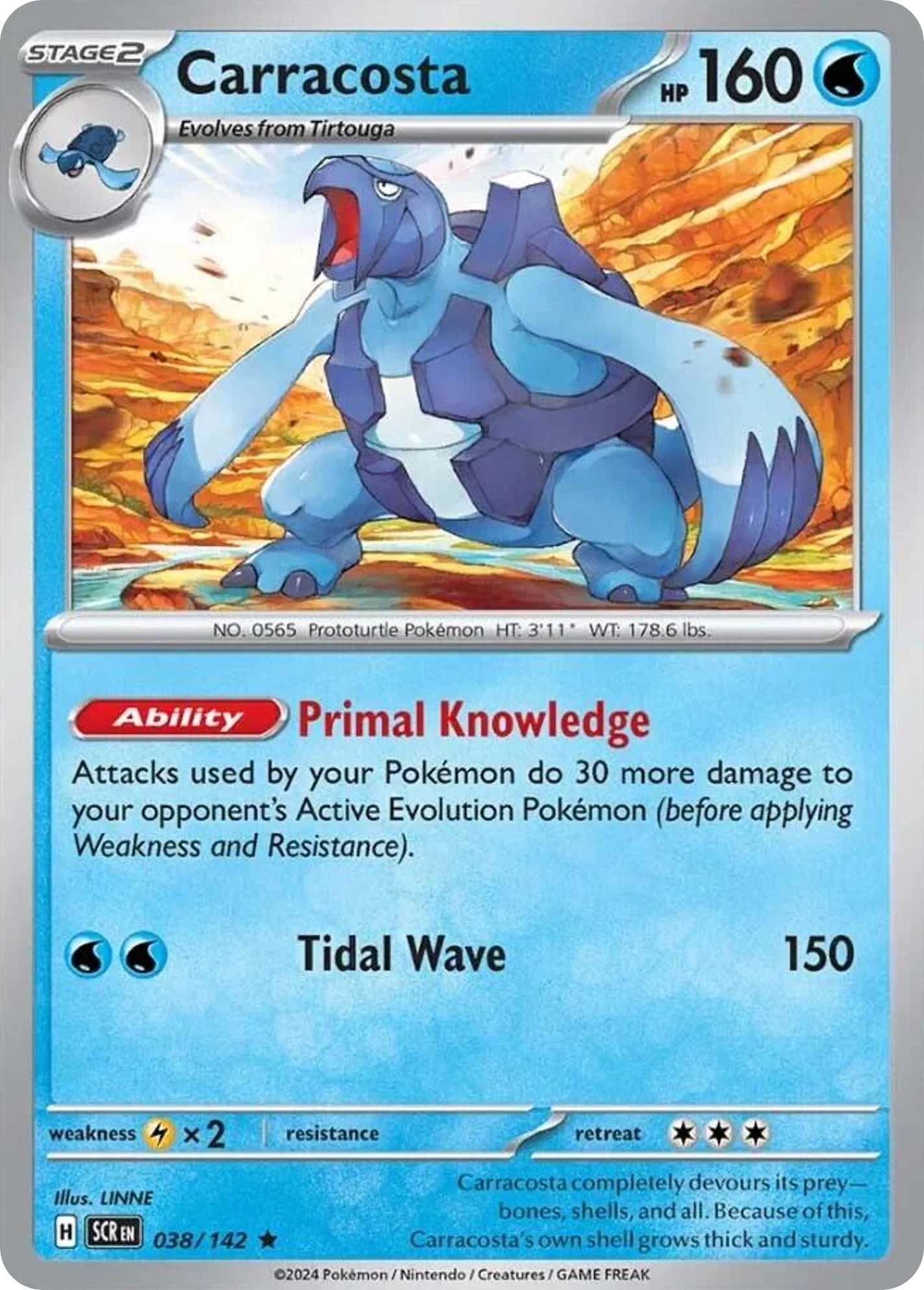 Carracosta 038/142 Rare Reverse Holo Pokemon Card (SV Stellar Crown)