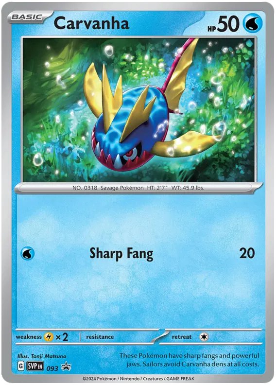 Carvanha SVP093 Pokemon Promo Card (SV Promo Series)