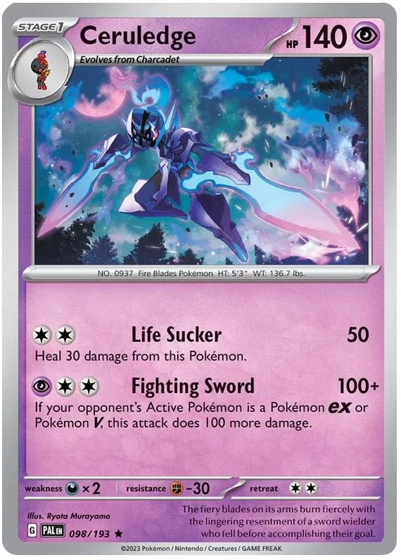 Ceruledge 098/193 Rare Reverse Holo Pokemon Card (SV2 Paldea Evolved)