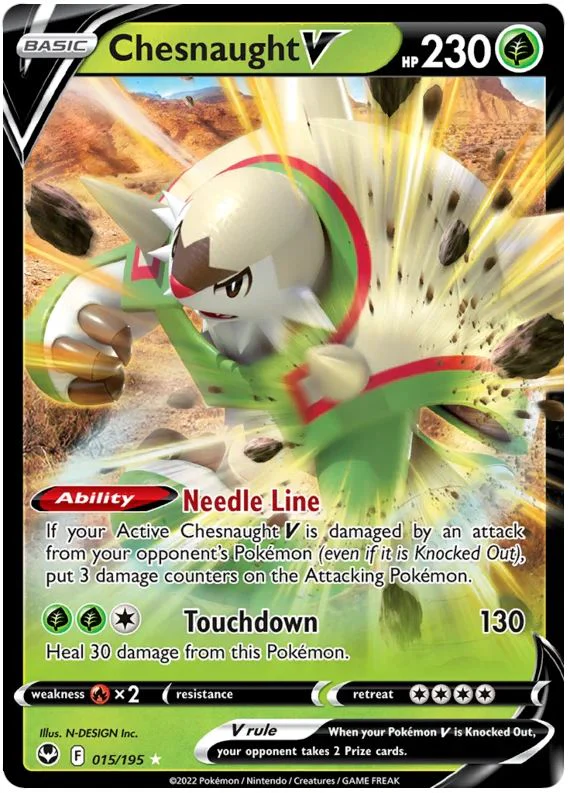 Chesnaught V 015/195 Ultra-Rare Rare Pokemon Card (SWSH Silver Tempest)