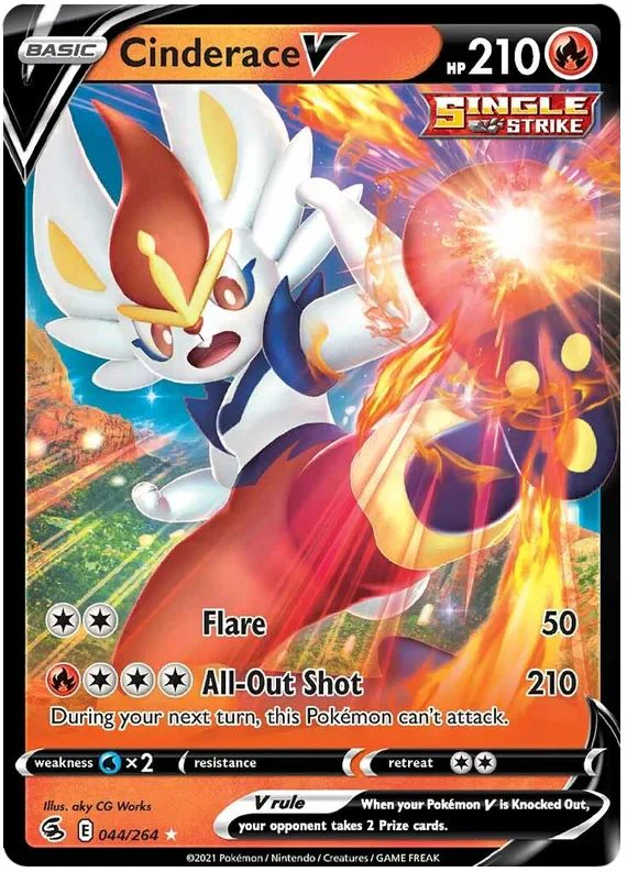 Cinderace V 044/264 Ultra-Rare Rare Pokemon Card (SWSH Fusion Strike)