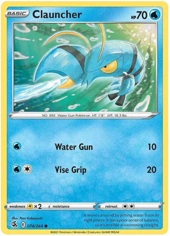 Clauncher 074/264 Common Reverse Holo Pokemon Card (SWSH Fusion Strike)