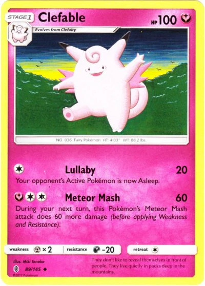 Clefable 89/145 Uncommon Pokemon Card (SM Guardians Rising)