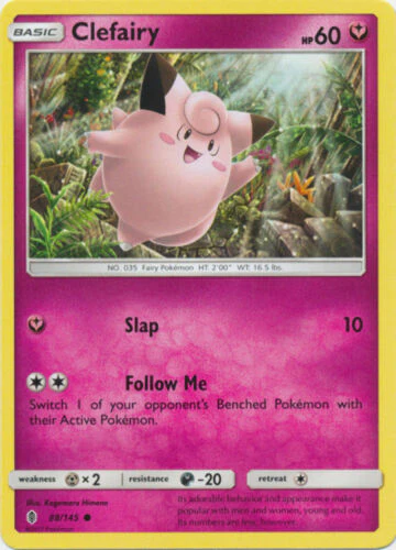 Clefairy 88/145 Common Pokemon Card (SM Guardians Rising)