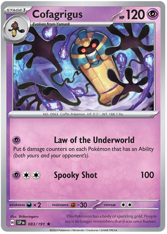 Cofagrigus 083/191 Rare Pokemon Card (Scarlet & Violet Surging Sparks)