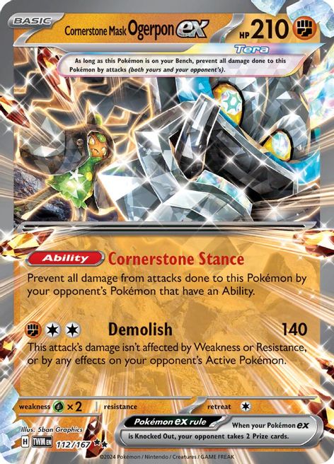 Cornerstone Mask Ogerpon ex 112/167 Double Rare Pokemon Card (SV Twilight Masquerade)