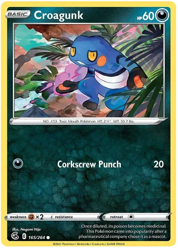 Croagunk 165/264 Common Reverse Holo Pokemon Card (SWSH Fusion Strike)