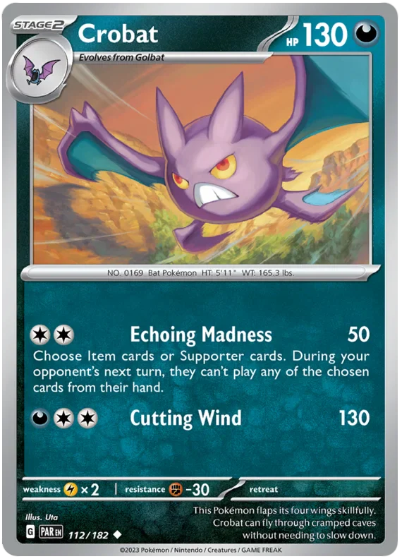 Crobat 112/182 Uncommon Pokemon Card (SV04 Paradox Rift)