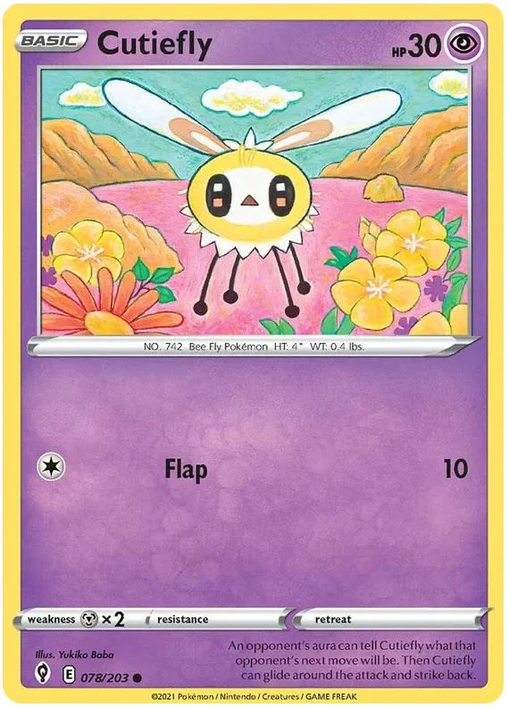 Cutiefly 078/203 Common Pokemon Card (SWSH Evolving Skies)