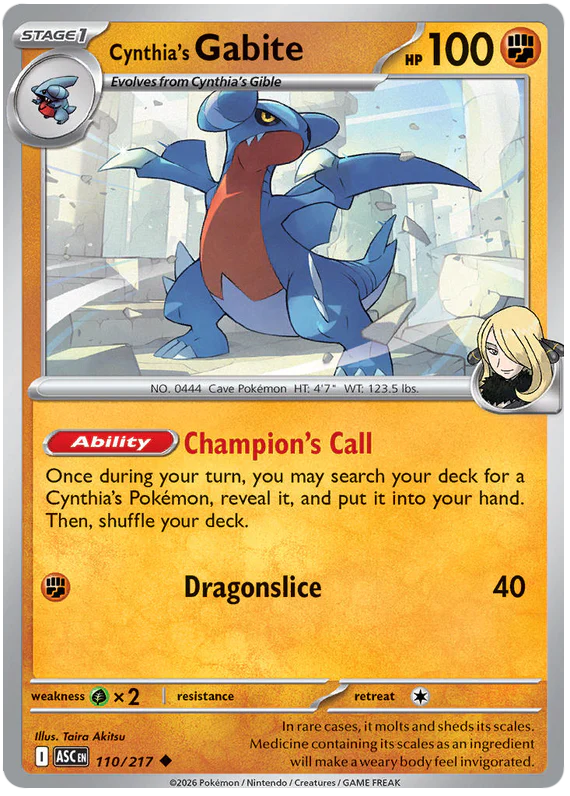 Cynthia's Gabite 110/217 Uncommon Pokemon Card (Mega Evolution Ascended Heroes)