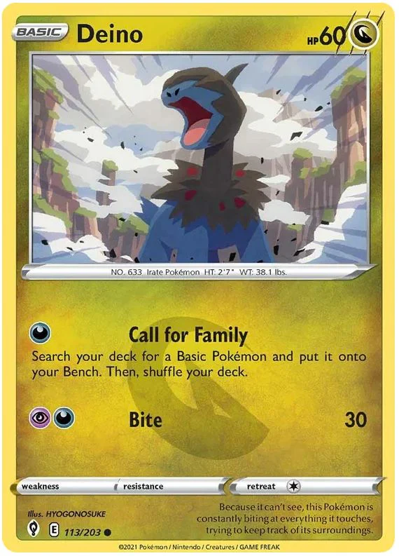 Deino 113/203 Common Pokemon Card (SWSH Evolving Skies)