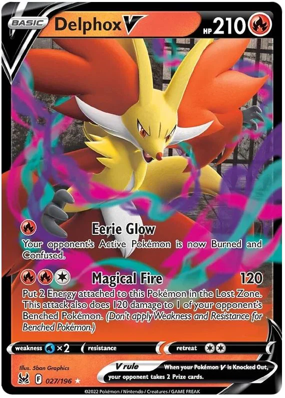Delphox V 027/196 Ultra-Rare Rare Pokemon Card (Sword & Shield Lost Origin)