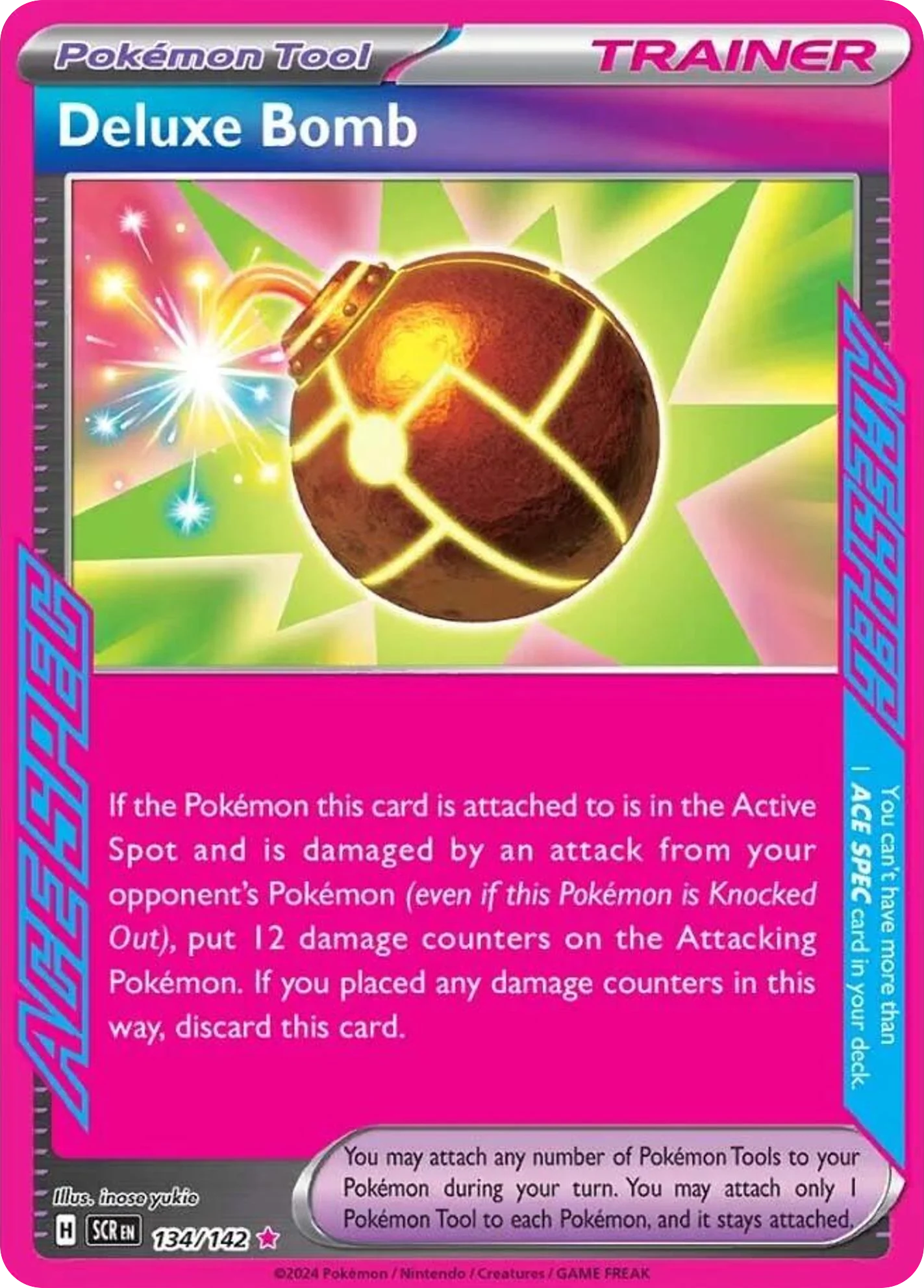 Deluxe Bomb 134/142 ACE SPEC Rare Pokemon Card (SV Stellar Crown)