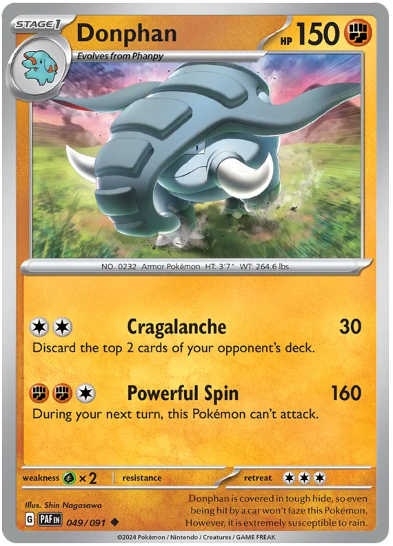Donphan 049/091 Uncommon Reverse Holo Pokemon Card (SV 4.5 Paldean Fates)