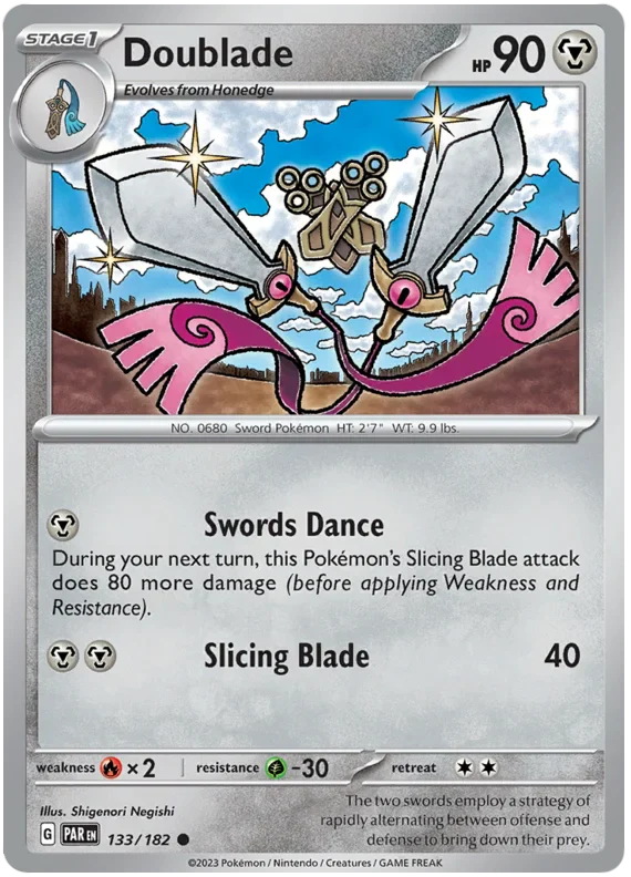 Doublade 133/182 Common Reverse Holo Pokemon Card (SV04 Paradox Rift)