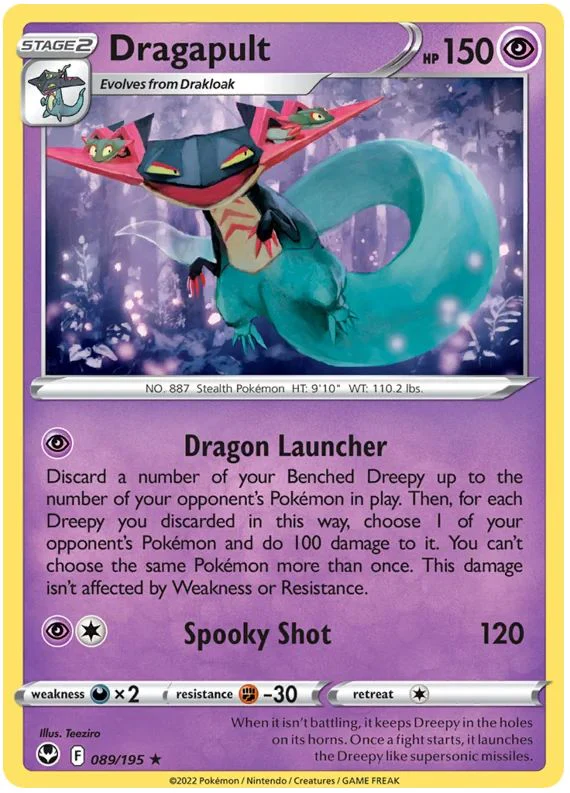 Dragapult 089/195 Rare Holo Pokemon Card (SWSH Silver Tempest)