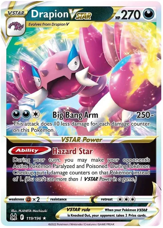 Drapion VSTAR 119/196 Rare VSTAR Pokemon Card (Sword & Shield Lost Origin)