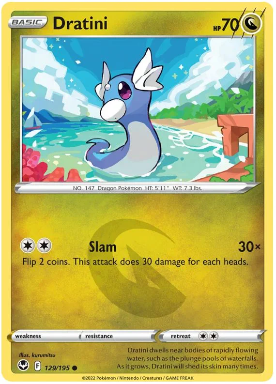 Dratini 129/195 Common Pokemon Card (SWSH Silver Tempest)