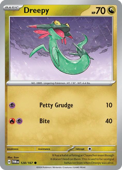 Dreepy 128/167 Common Reverse Holo Pokemon Card (SV Twilight Masquerade)