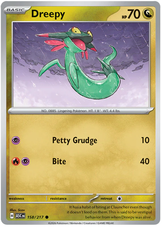 Dreepy 158/217 Common Pokemon Card (Mega Evolution Ascended Heroes)
