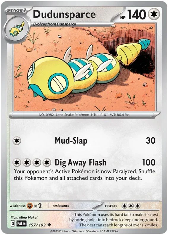 Dunsparce 156/193 Common Pokemon Card (SV2 Paldea Evolved)
