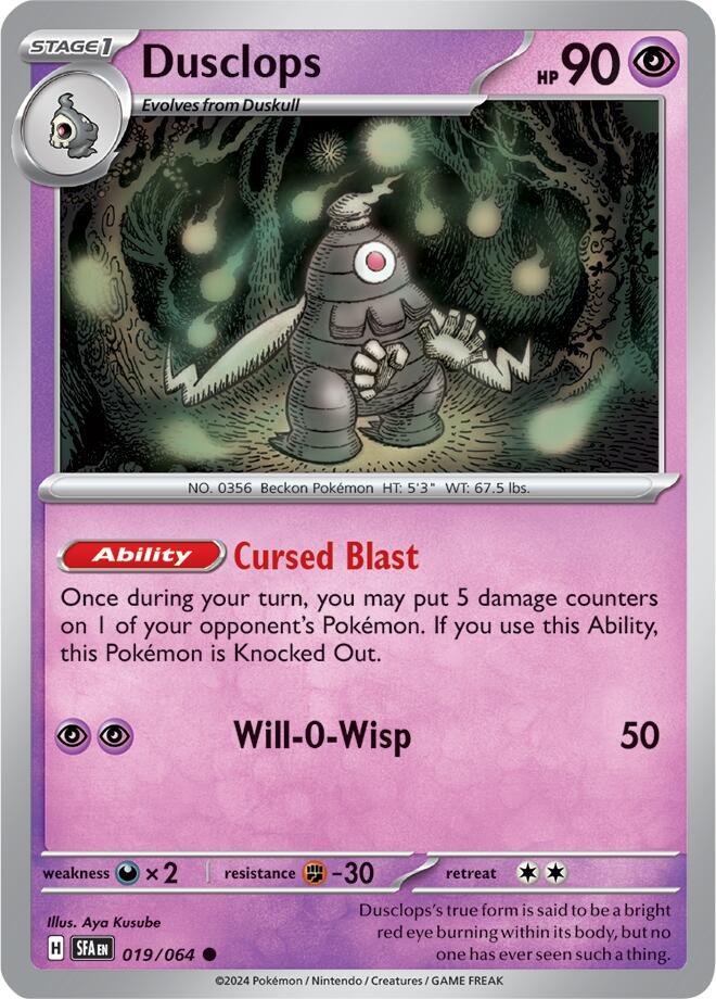 Dusclops 019/064 Common Reverse Holo Pokemon Card (SV Shrouded Fable)