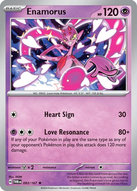 Enamorus 093/167 Rare Reverse Holo Pokemon Card (SV Twilight Masquerade)