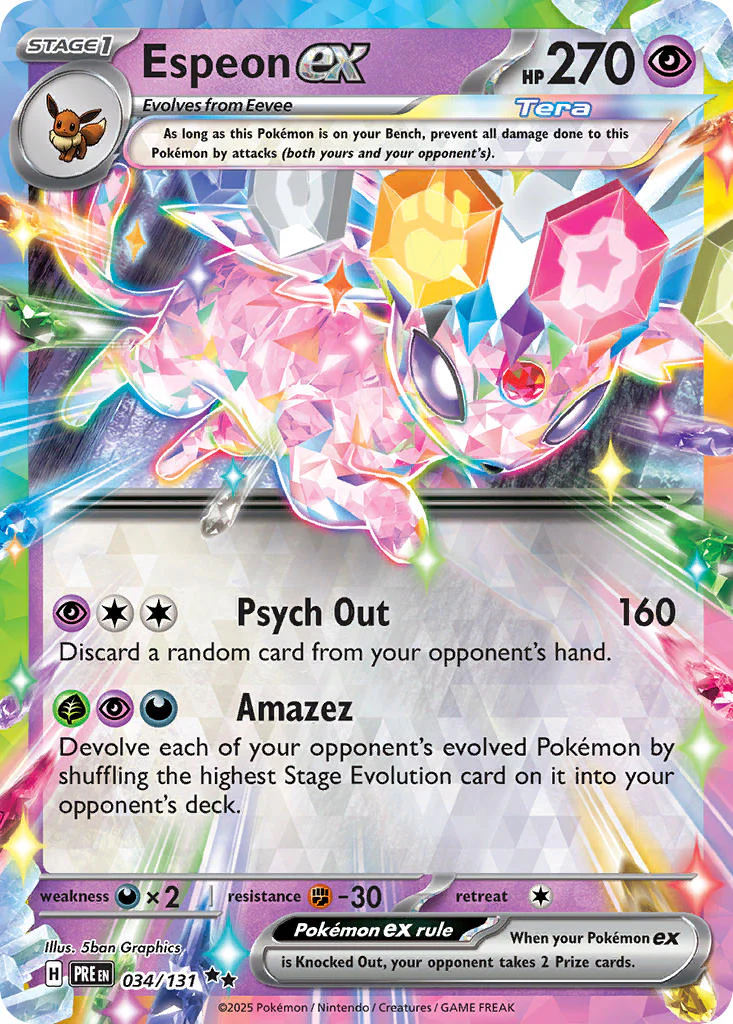 Espeon ex 034/131 Double Rare Pokemon Card (Scarlet & Violet Prismatic Evolutions)