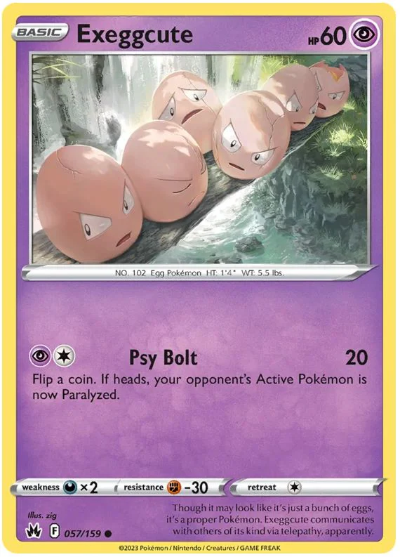 Exeggcute 057/159 Common Reverse Holo Pokemon Card (SWSH Crown Zenith)